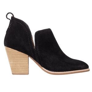 Jeffrey Campbell Black Suede Rosalee Booties Size 9.5 V Cut Stacked Heel Western